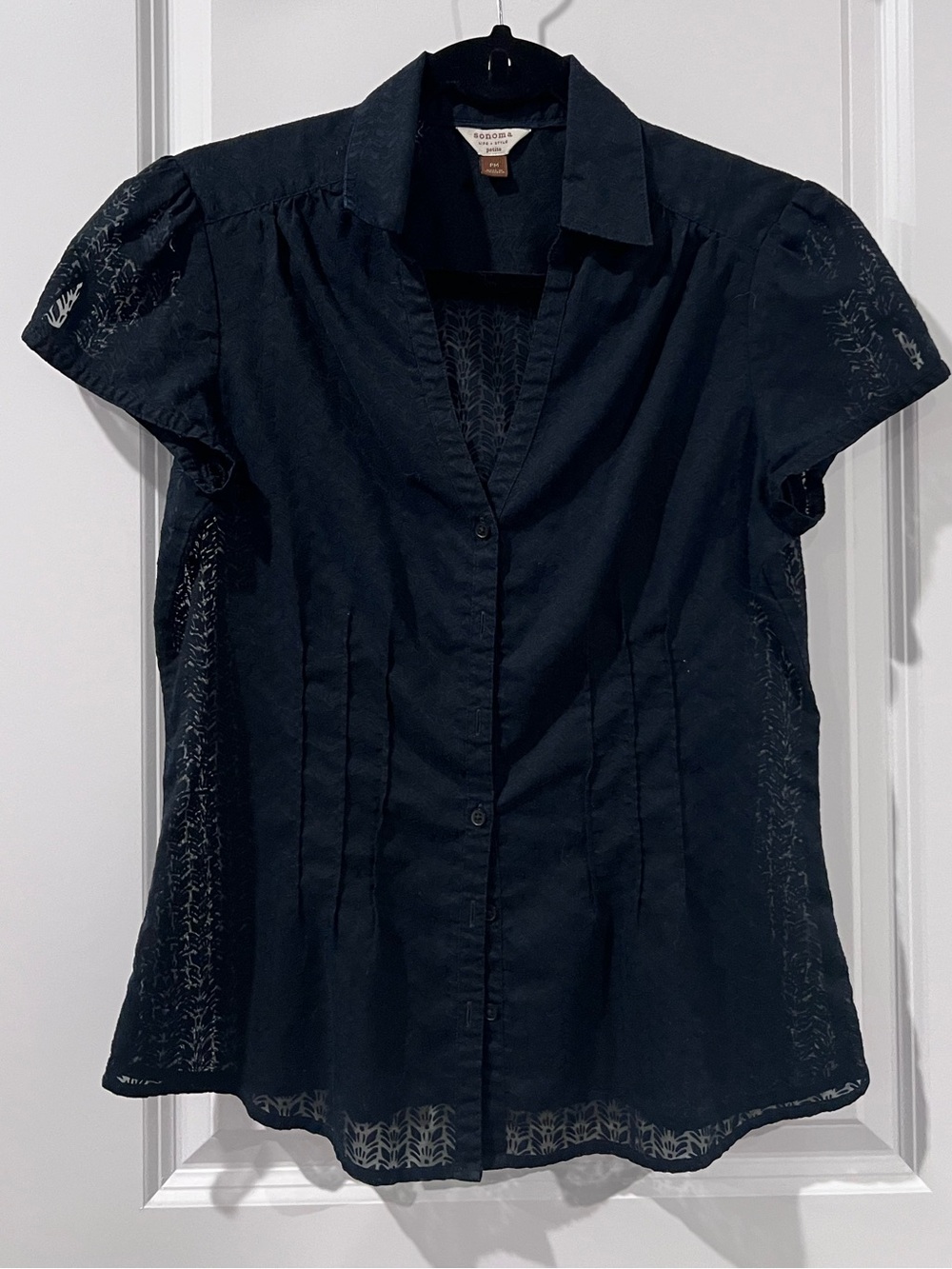 Sonoma Black Short-Sleeve Button Front Blouse